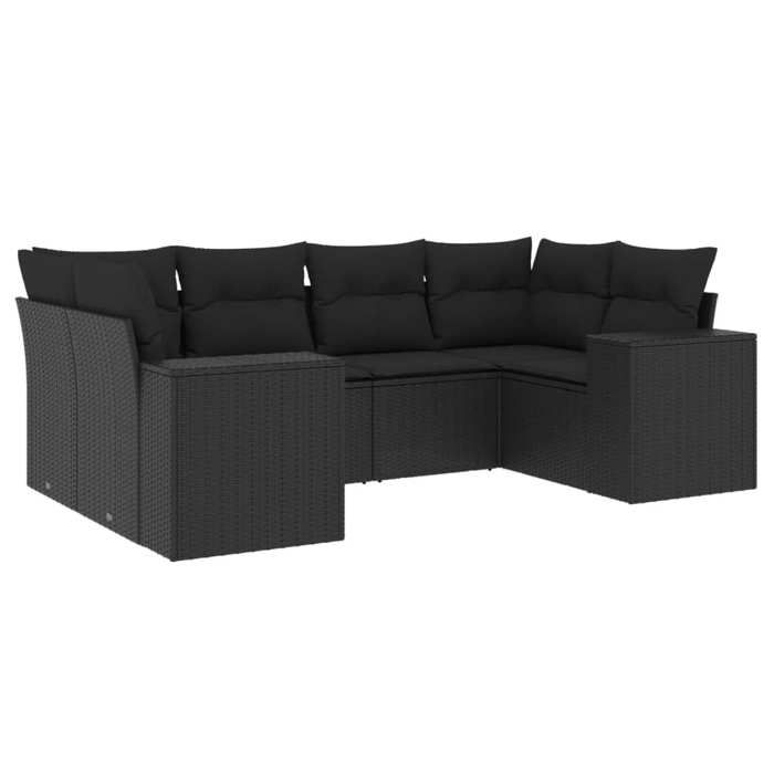 VidaXL Garden Lounge Set with Cushions 6 Pcs, Patio Sofas, Patio Furniture Set, Outdoor Furniture, Black 3222974