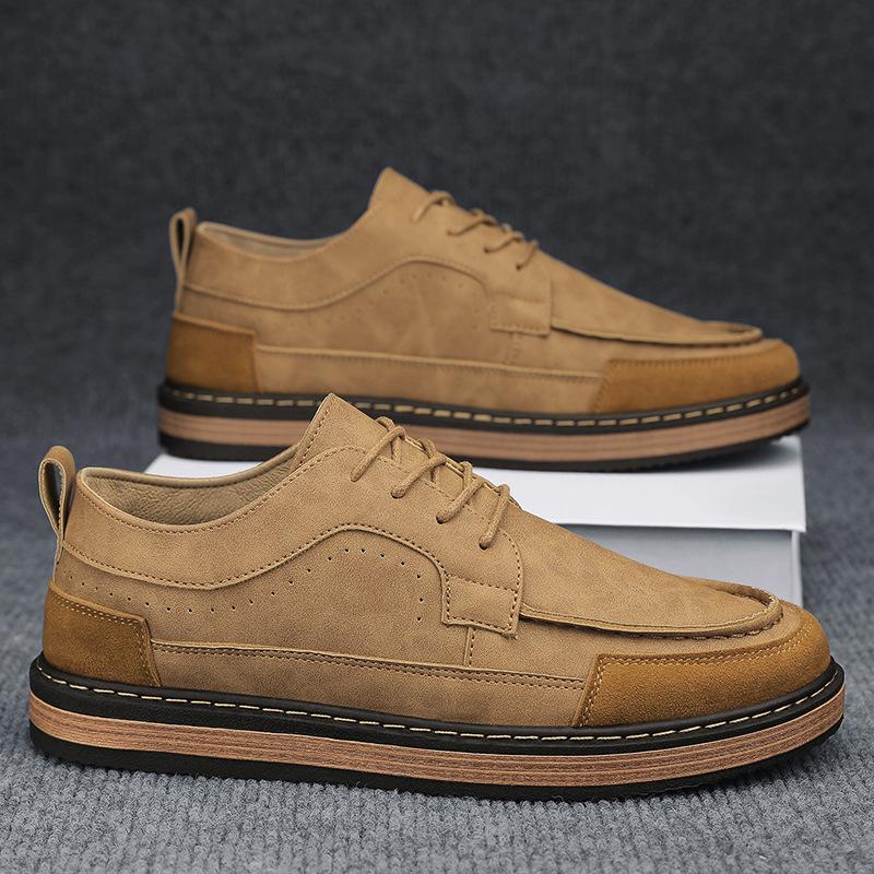 

Осень Зима Мужская Кожаная Повседневная Обувь Ретро Уличная Спортивная Обувь для Ходьбы и Катания на Скейте Удобные Дизайнерские Лоферы на Шнуровке Нескользящие 44 жёлтый