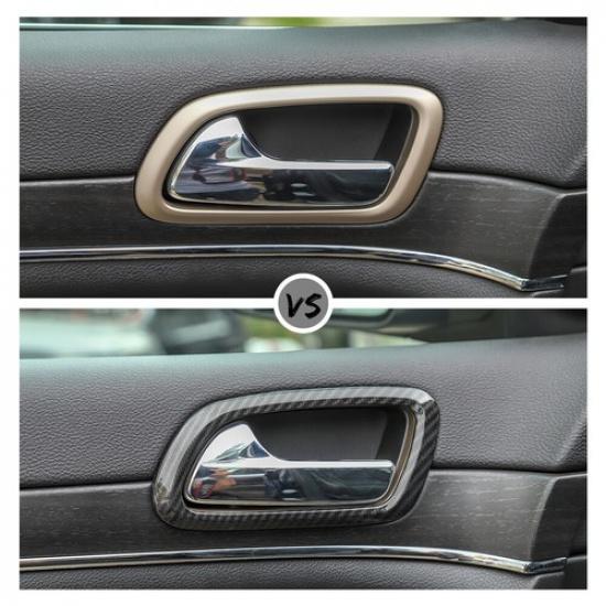 4*Car Inner Door Handle Bowl Cover Trim for Jeep Grand Cherokee 11+ Carbon Fiber