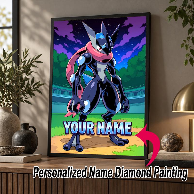 Personalized Greninja Diamond Art Custom Name 5D Diamond Painting Full Drill DIY Craft