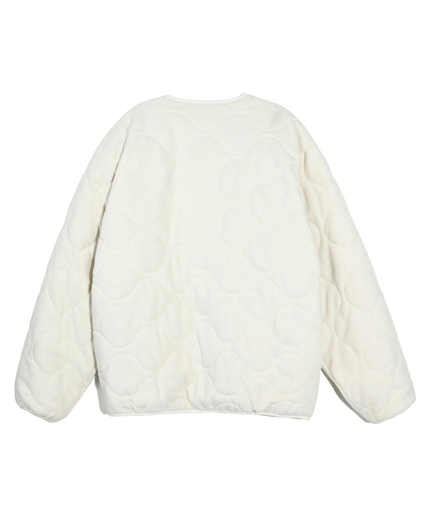 Yale Embroidery Dan Collarless Quilted Fleece Jacket_Ivory
