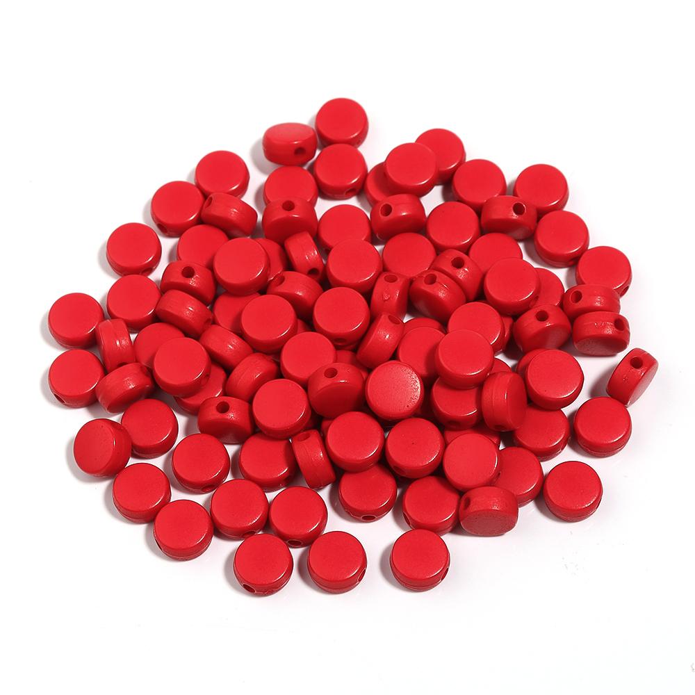 100pcs 7mm Acrylic Beads Solid Color Flat Round Loose Spacer Beads For Jewelry Making DIY Handmade Bracelet Necklace Accessories
