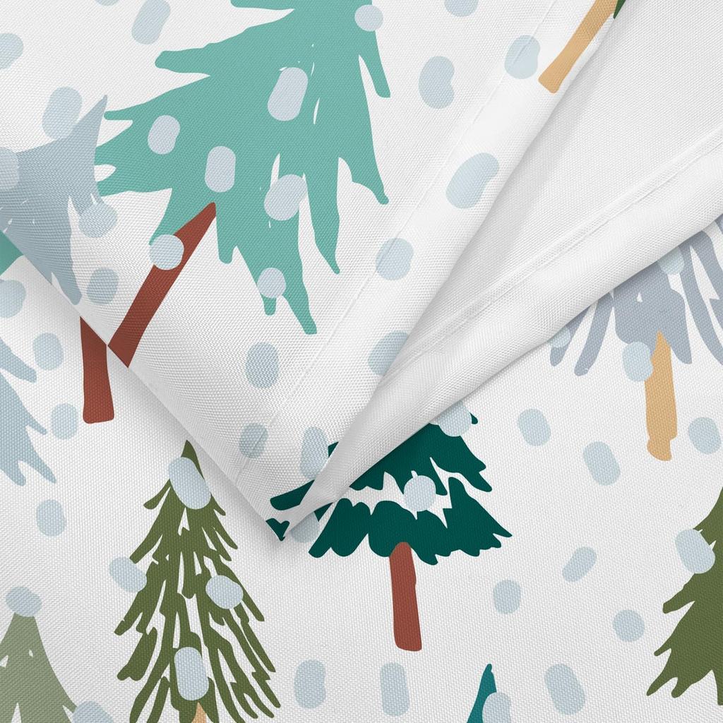 Christmas Tree Shower Curtain Winter Forest Pattern Snowflake Design Festive Decor Bath Accessories Waterproof Fabric150X210