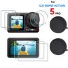 Capa de proteção contra poeira para lente de câmera DJI Osmo Action 5 Pro, proteção de lente de silicone antiderrapante, acessórios de filme temperado para câmera Action 5 Pro