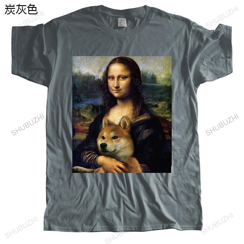 Men Cotton T Shirt Summer Brand Vintage Tshirt Mona Lisa Shiba Inu Doge Unisex Oneck High Quality Tee Shirts Cool Short Sleeve