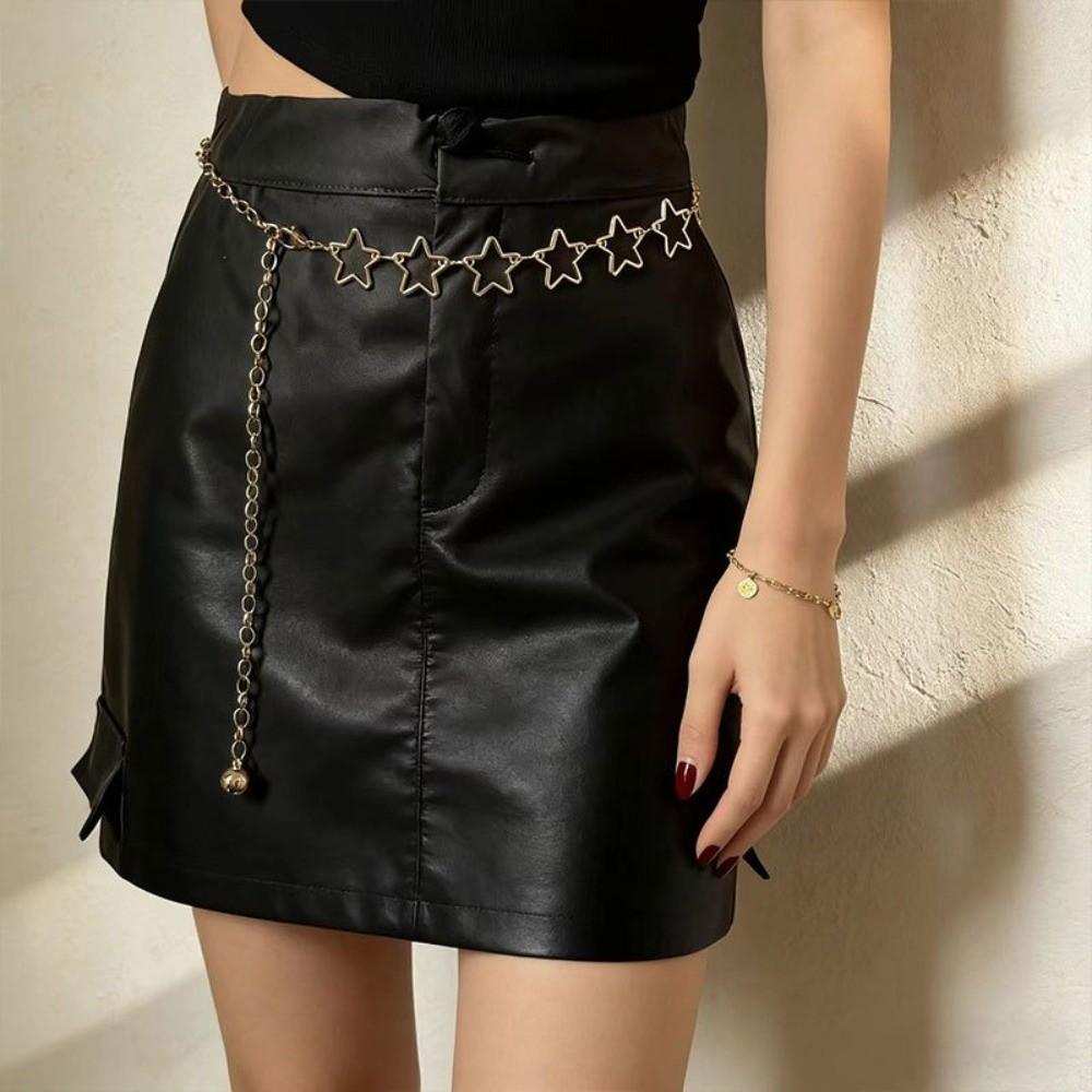 Adjustable Metal Waist Belts Gold/Silver Waist Chain Trendy Hollow Out Belt  Clothing Accessories