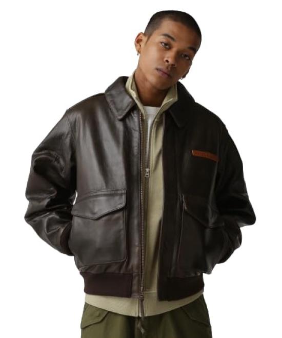 Avirex Flight Antique Size A-2 Jacket, Lamb, Men's, 40, 050, Brown, 783-4950018