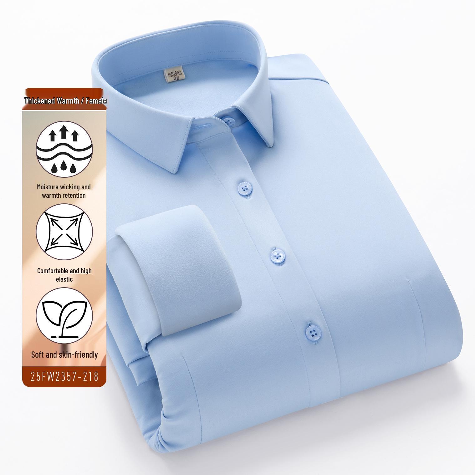 

Women s Fluffy Thickened Long-Sleeve White Shirt, Warm Base Layer, Ideal for Work and Formal Wear in Autumn and Winter. 37 (165/88A)