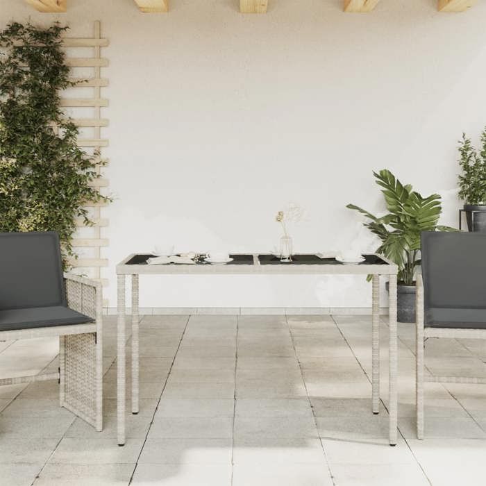 VidaXL Table de Jardin Dessus en Verre, Table à Manger, Table de Repas, Meuble de Patio Balcon Terrasse Extérieur, Gris 365079