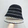 Knitted Hat Children's Autumn and Winter New Striped Lazy Wind Bucket Hat Showing Face Small Bucket Hat