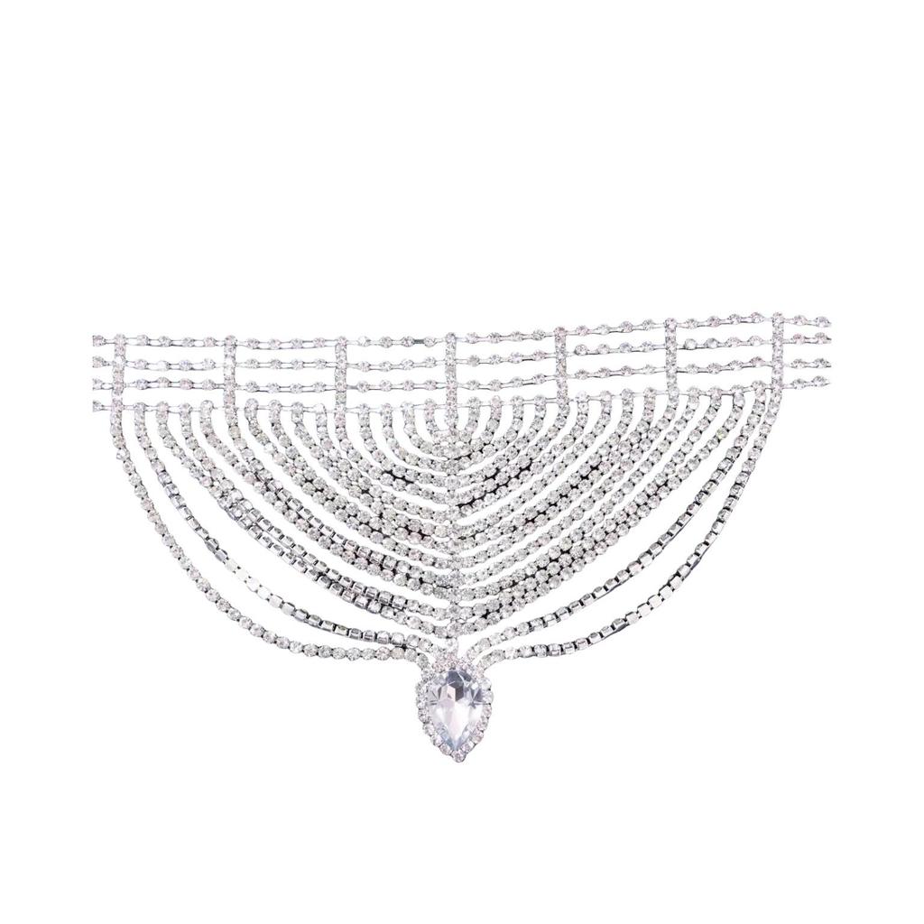 Women's European-American Rhinestone Tassel Necklace: Bold, Multi-layered, Fashion Statement
