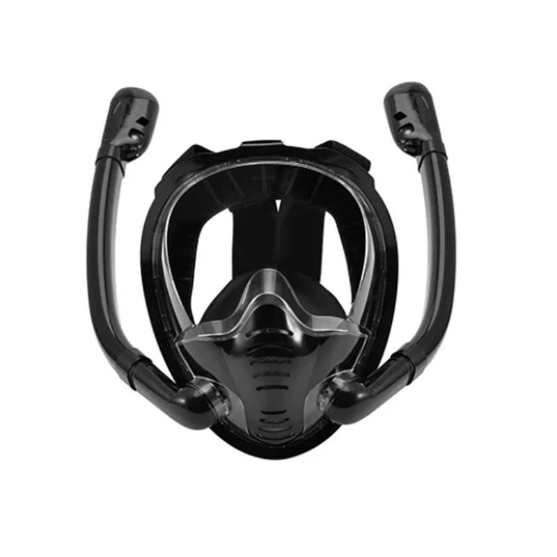 Full Face Snorkeling Mask 180° Panoramic Silicone Dry Top Snorkeling Goggles 2 Snorkeling Tube Leak Proof