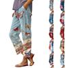 Damen Casual Mode Bedruckte Hose mit geradem Bein Hose mit Taschen