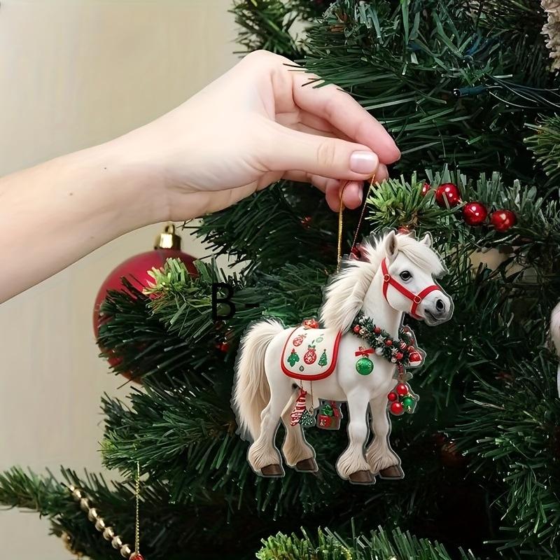 1/3Pcs Elegant Christmas Horse 2D Acrylic Decorations Hanging On Christmas Trees As Christmas Home Decorations Xmas Party Gifts