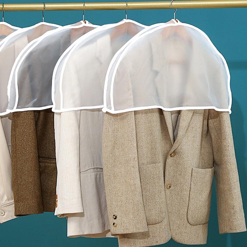 5pcs Dust Cover Clothes Hanging Suit Coat Garment Protector Storage Bag Case Shoulder Dustproof Wardrobe Organizer Home Supplies