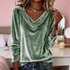 Women Tops Loose Fit Large Neckline Long Sleeve Velvet Texture Pullover Tops Solid Color Spring Autumn Blouse