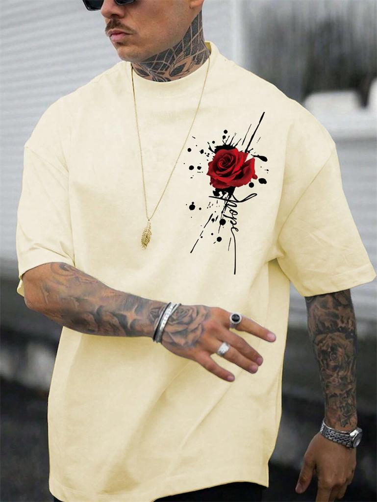 Trend Rose Graphic T Shirts For Men Fashion Summer Short Sleeve 3D Floral Printed O Neck Tshirts Cool Streetwear Hip Hop Tees