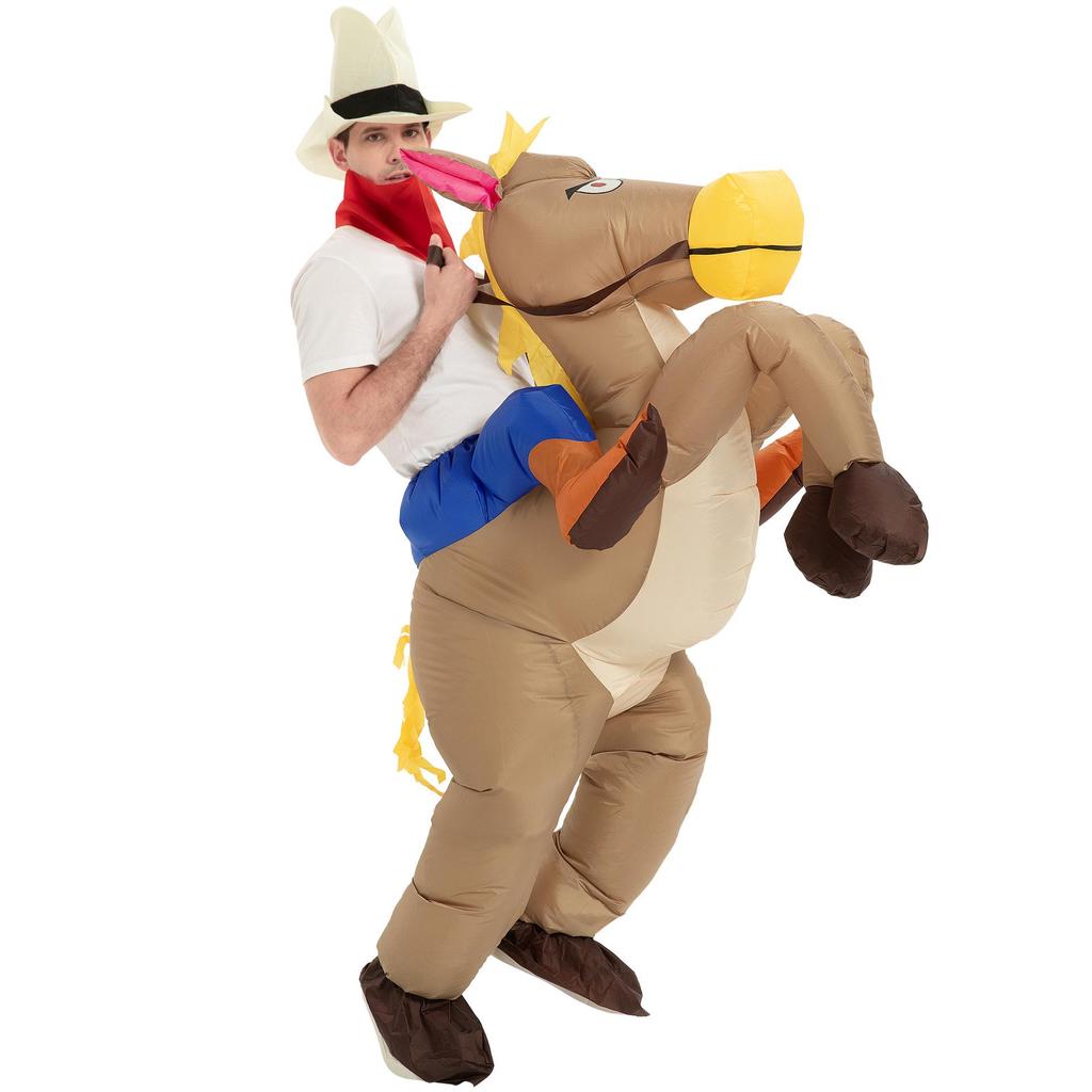 Aufblasbares Cowboy-Kostüm für Erwachsene & Kinder zum Reiten – Lustiger Festival-Performance-Anzug