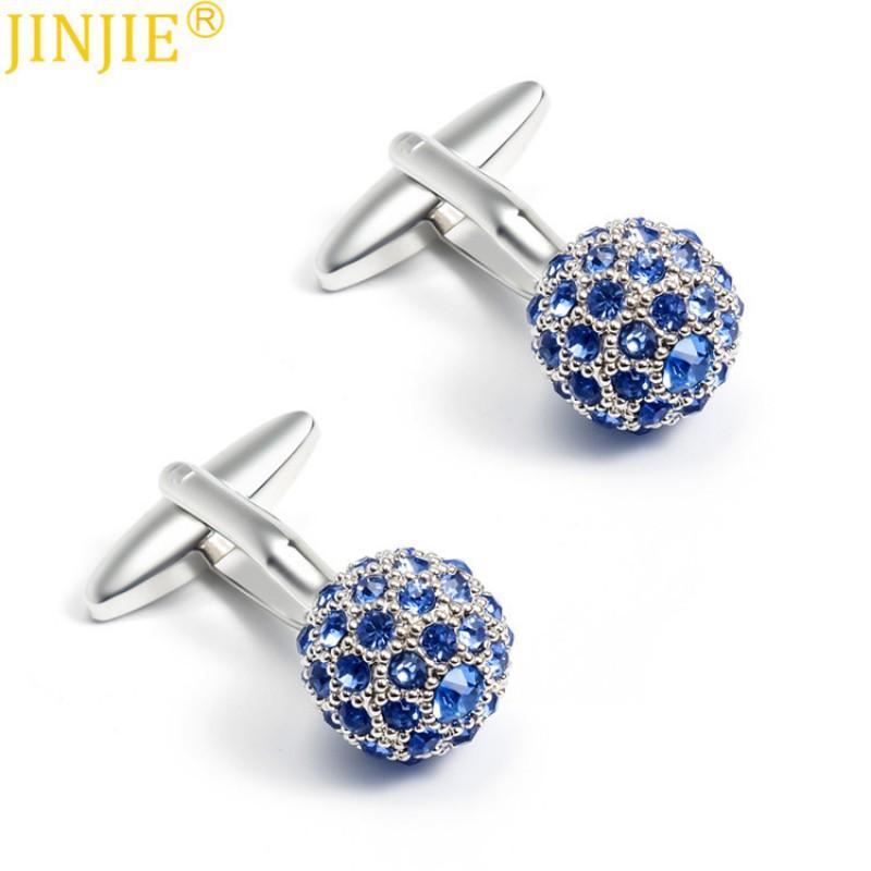 

Blue Spherical Crystal Rhinestone Men s Sleeve Studs Casual Business French Shirt Buttons Cufflinks Pure Natural серебряный