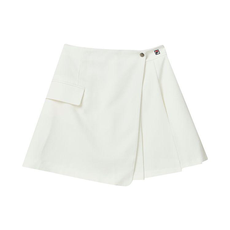 Fila Sports Life Solid Color Pleated Woven Skirt Comfortable Casual Mini Skirt Women skirts Cloud-White F11W238310F-WT