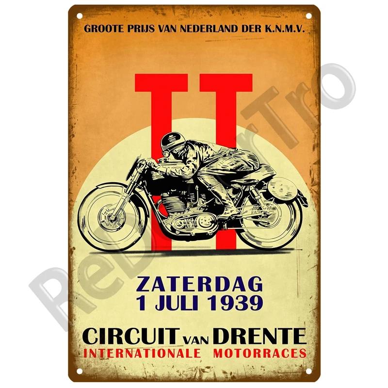 TT Races Vintage Wall Poster Vintage Retro Wall House Restaurant Decoration Plaque Metal Wall Decor Art Metal Sign Tin Sign ISLE
