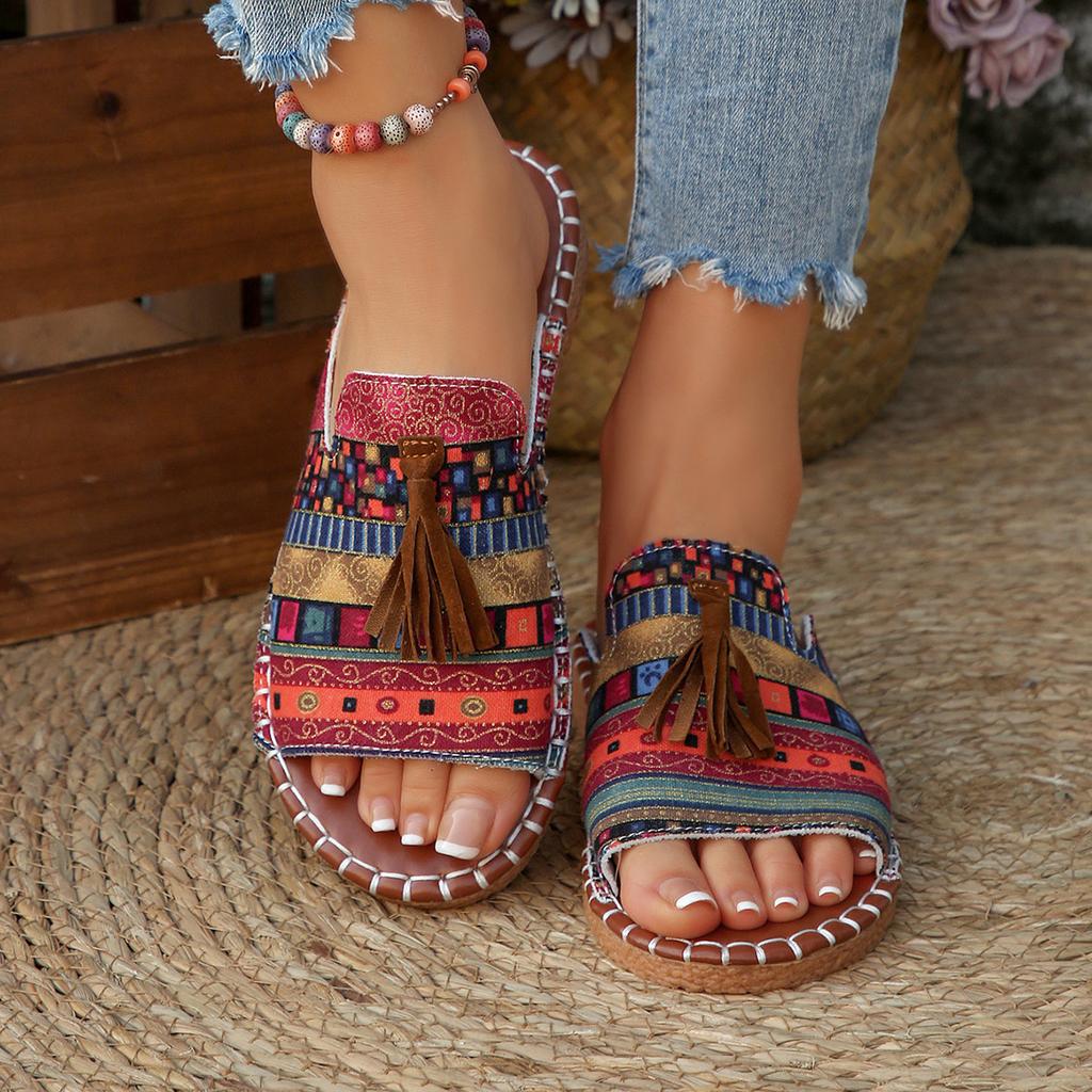 Flat-bottomed slippers women's new fringed beach women's shoes