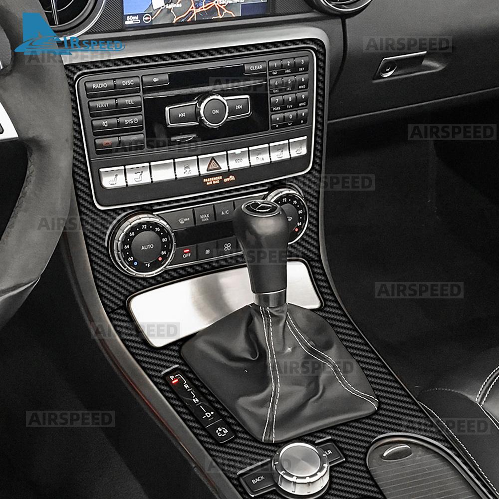 Real Soft Carbon Fiber Trim Sticker For Mercedes Benz SLK R172 2011 2012 2013 2014 2015 2016 Car Central Control Gear Panel