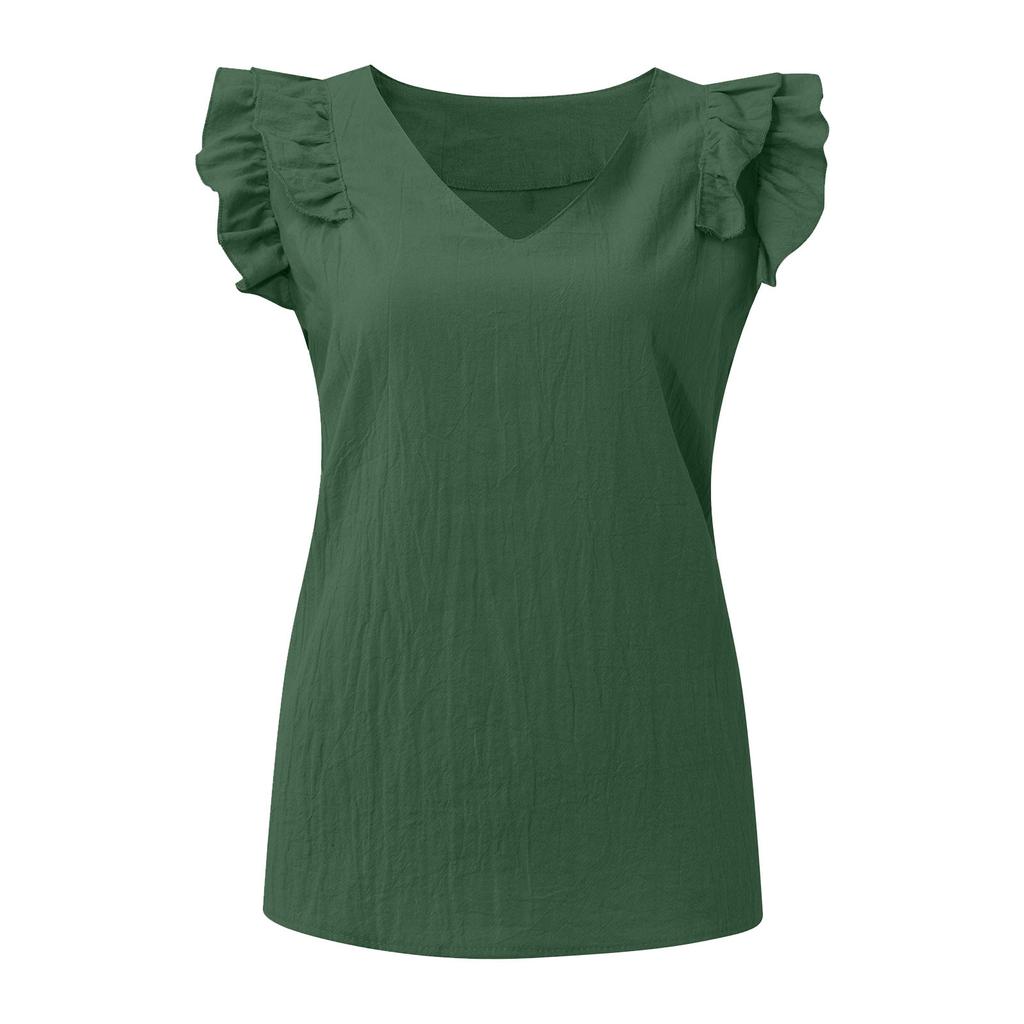 Fashion Women Color V-Neck Top Casual Breathable Shirt Pullover Top