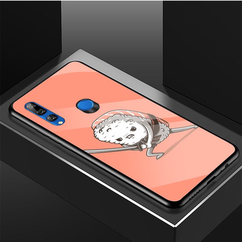 Kreskówkowe sushi Hartowane Szkło Etui na Telefon Dla Huawei honor 8X 9 10i 20i 20Lite 20Pro 30 Pro Pokrowiec