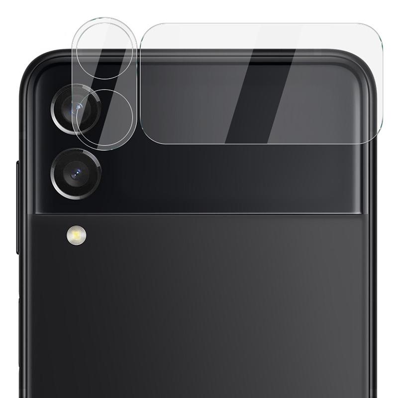 

IMAK 1PC High Light Transmittance Tempered Glass Lens Protector Films+1PC Back Screen Protector Set for Samsung Galaxy Z Flip3 5G Type A