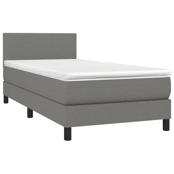 Maison Exclusive - Sommier à lattes de lit avec matelas Gris foncé 90x200 cm Tissu