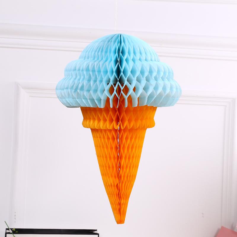 1PC Birthday Party Supplies Colored Ice Cream Honeycomb Ball Shopping Mall Window 61 School Decoration Paper Ice Cream