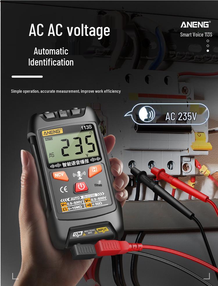 ANENG 113S Digital Smart Voice Multimeter: High-Precision, Multi-function, Fully Automatic Electrician's Universal Meter.