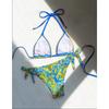 Vibrant Tropical Print Triangle Bikini with Side Tie Bottoms