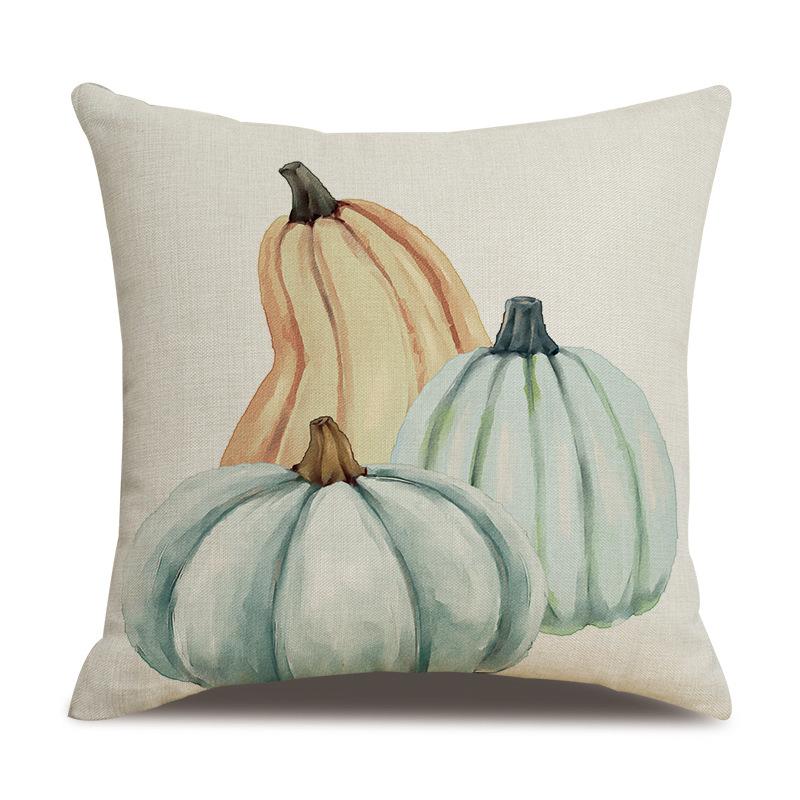 Thanksgiving Linen Pillowcase Autumn Pumpkin Print Pillow Cushion Cover