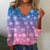 Women's Cute Sweatshirt Knitted Fashion Casual V-neck Long-sleeved Cozy Print Top