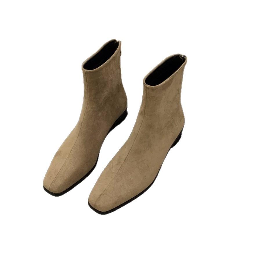 Suding Coarse Heel Suede Korean Small Ankle Boots Women's Shoes 2025 New Autumn and Winter Martin Boots Coffee Skinny Short Boots