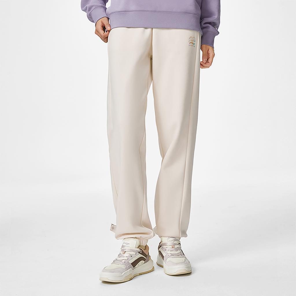 Li Ning Sports Lifestyle Series Casual Tapered Knit Joggers Women Joggers Swan-White AKLU868-2
