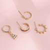 Geometric Stylish Rhinestone Earrings Set Alloy Four Piece Chic Set Jewelry