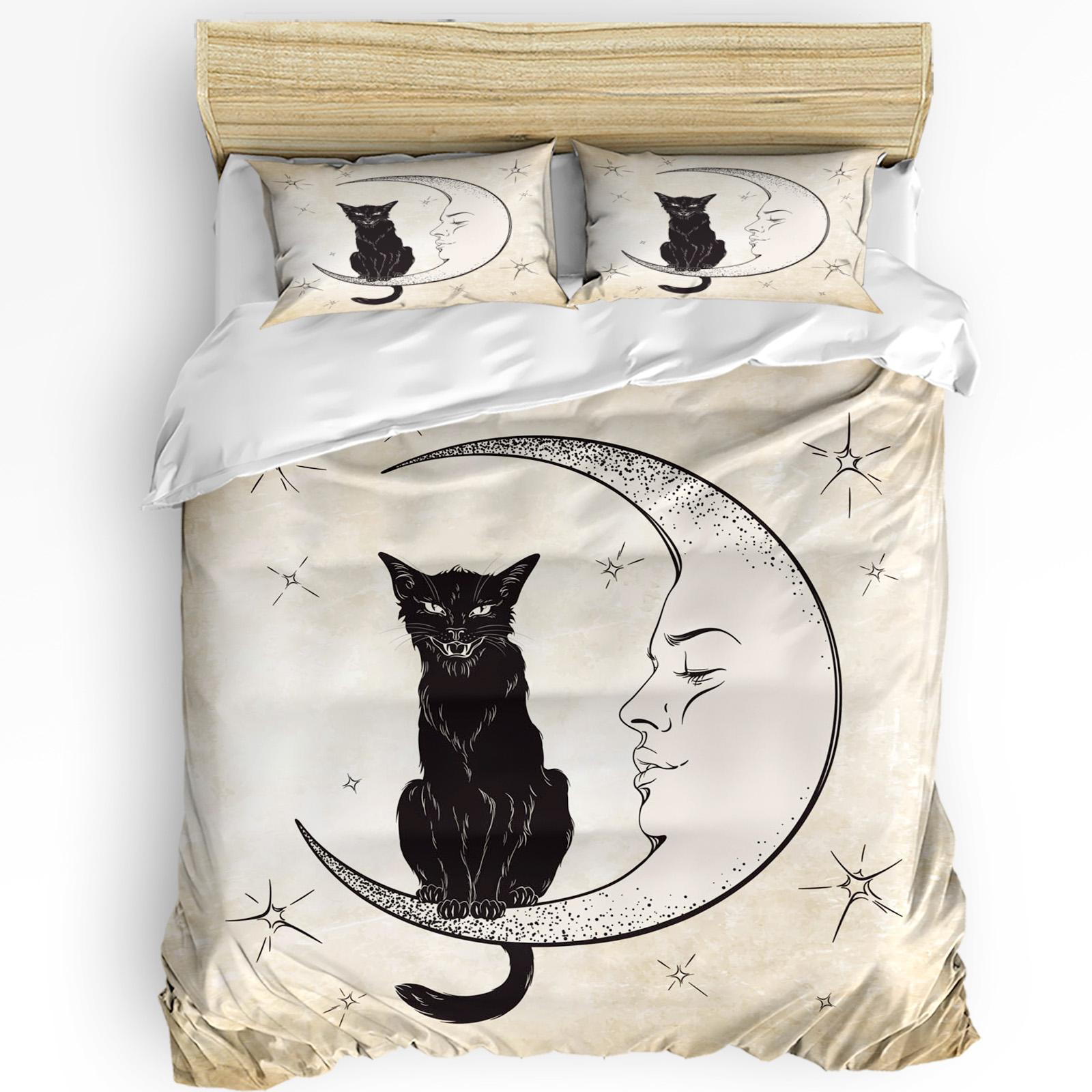 

3pcs Bedding Set Cartoon Bookshelf Sleeping Cat Home Textile Duvet Cover Pillow Case Boy Kid Teen Girl Bedding Covers Set EU single(135x200cm)