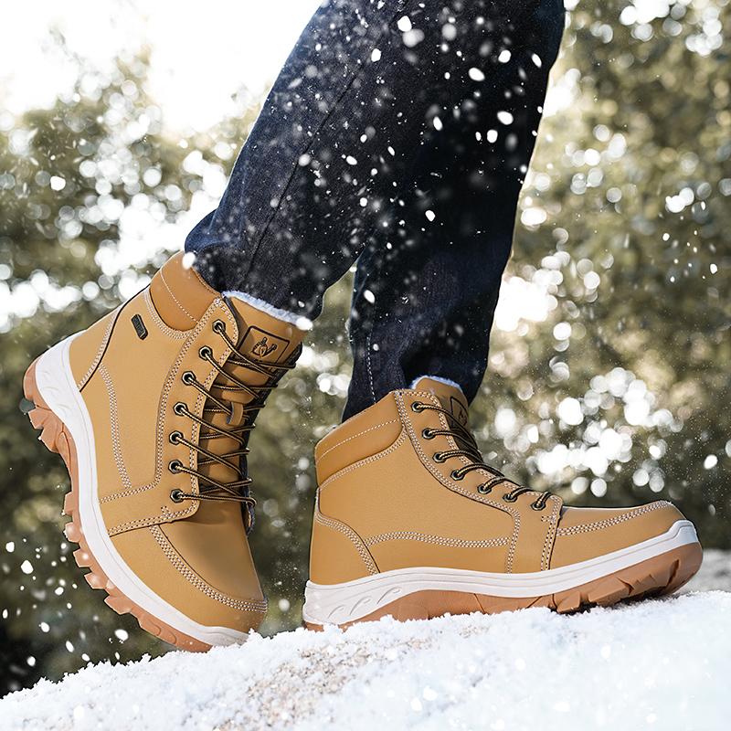 Men's Plus Size Fashionable High Top Outdoor Leisure Hiking Shoes Hiking Shoes with Plush Insulation Cotton Shoes Snow Boots