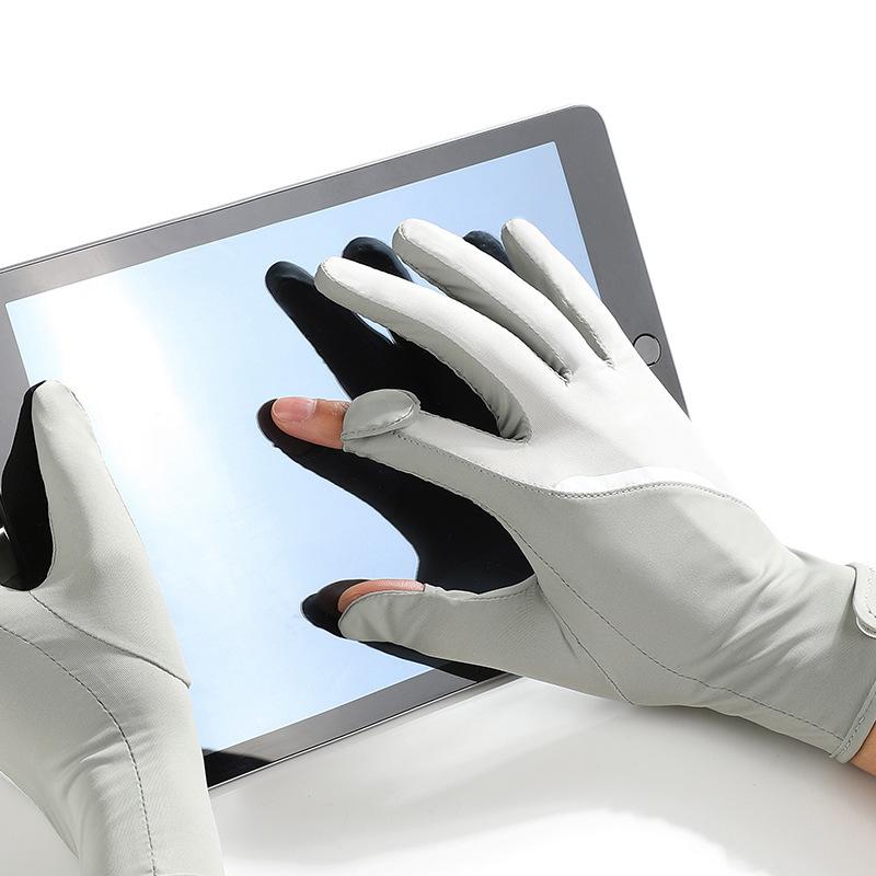Sunscreen gloves women's thin outdoor UV protection breathable dew finger flip non-slip ice silk men's summer