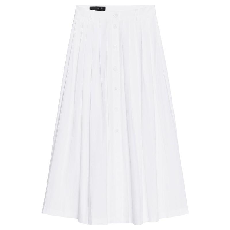 

Zaprha 2025 New Style White Lace-up Pleated Mid-Waist Midi Skirt Skirt Loose Draping Effect 3067405 Ground White L