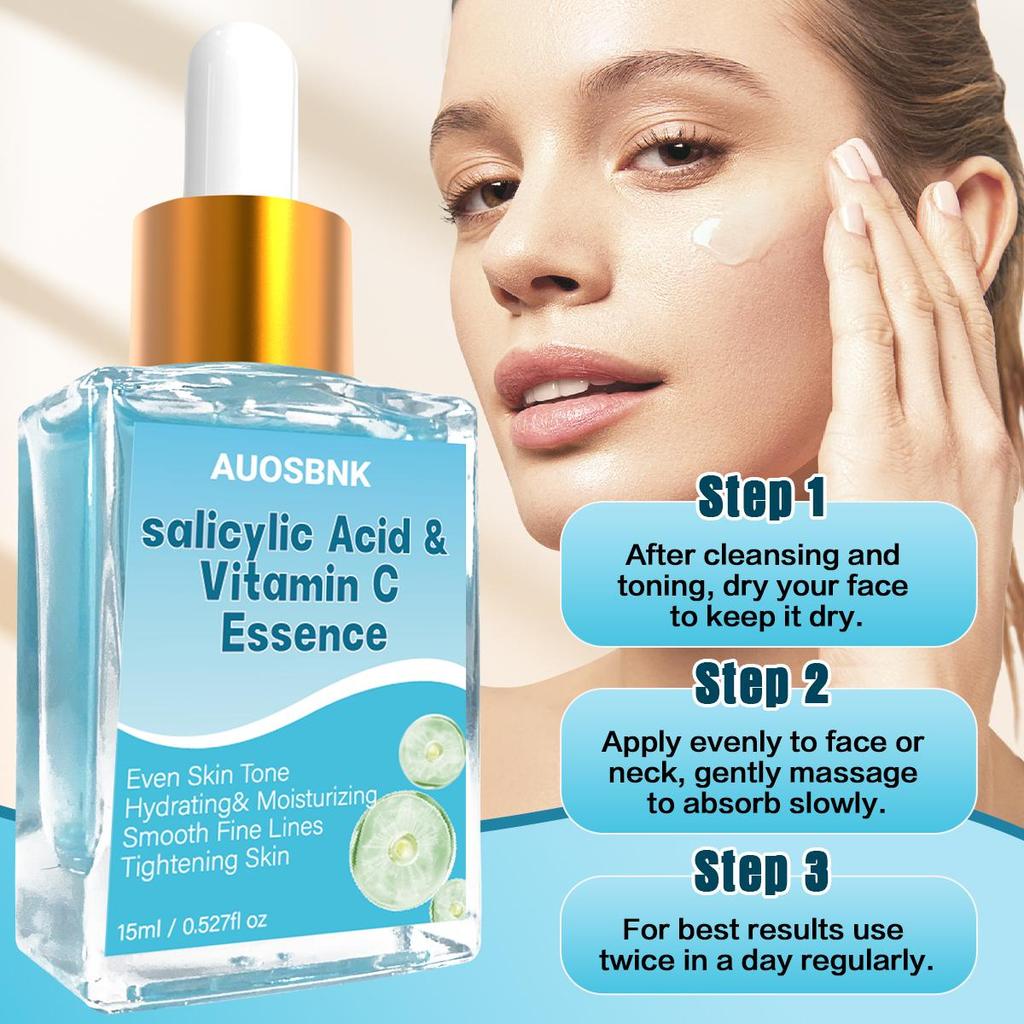 Vitamin C and Salicylic Acid Face Oil(15ml)-Fast Absorbing, Non Greasy Facial Oil for Clogged Pores & Post Acne Marks