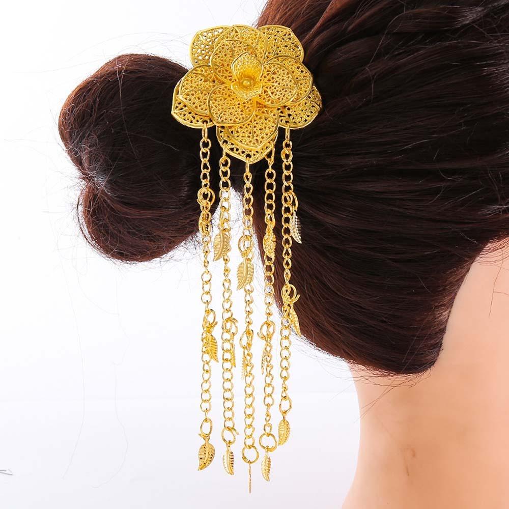 Ancient Thai Metal Flower Hair Fork Silver Rose Hair Sticks  The Water-Sprinkling Festival