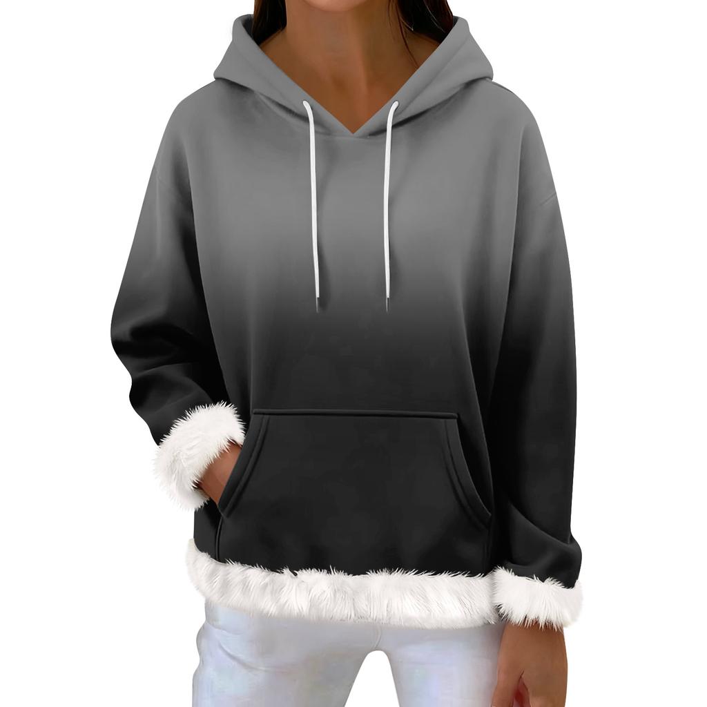 Damen Casual Mode Print Langarm Kapuzenpullover Top