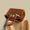 New Trendy Suede Leather Handbag Large‑Capacity Nubuck Top‑Grain Cowhide Women Bag Casual Single Shoulder Crossbody Purse -NO LOGO