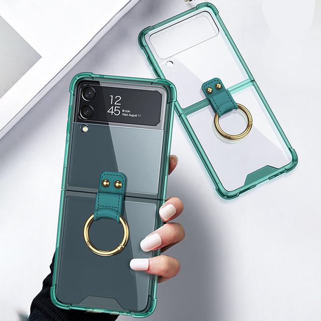 Z Flip 4 Case With Pen For Samsung Galaxy Z Flip 4 3 Flip3 Flip4 5g Case Capacitance Pen Slot Plating Transparent Stand Cover