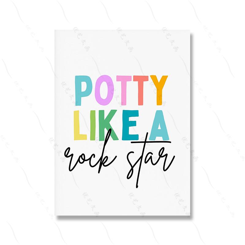 Kids Bathroom Art Wall Poster Print Set of 6 Color Quote Nursery Kids Room Canvas Painting Room Home Decor Rainbow Baby Bedroom