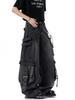 Unisex Deconstructed Ribbon Cargo Denim Jeans - Trendy Autumn Ripped Wide-Leg Multi-Pocket Style for High Street